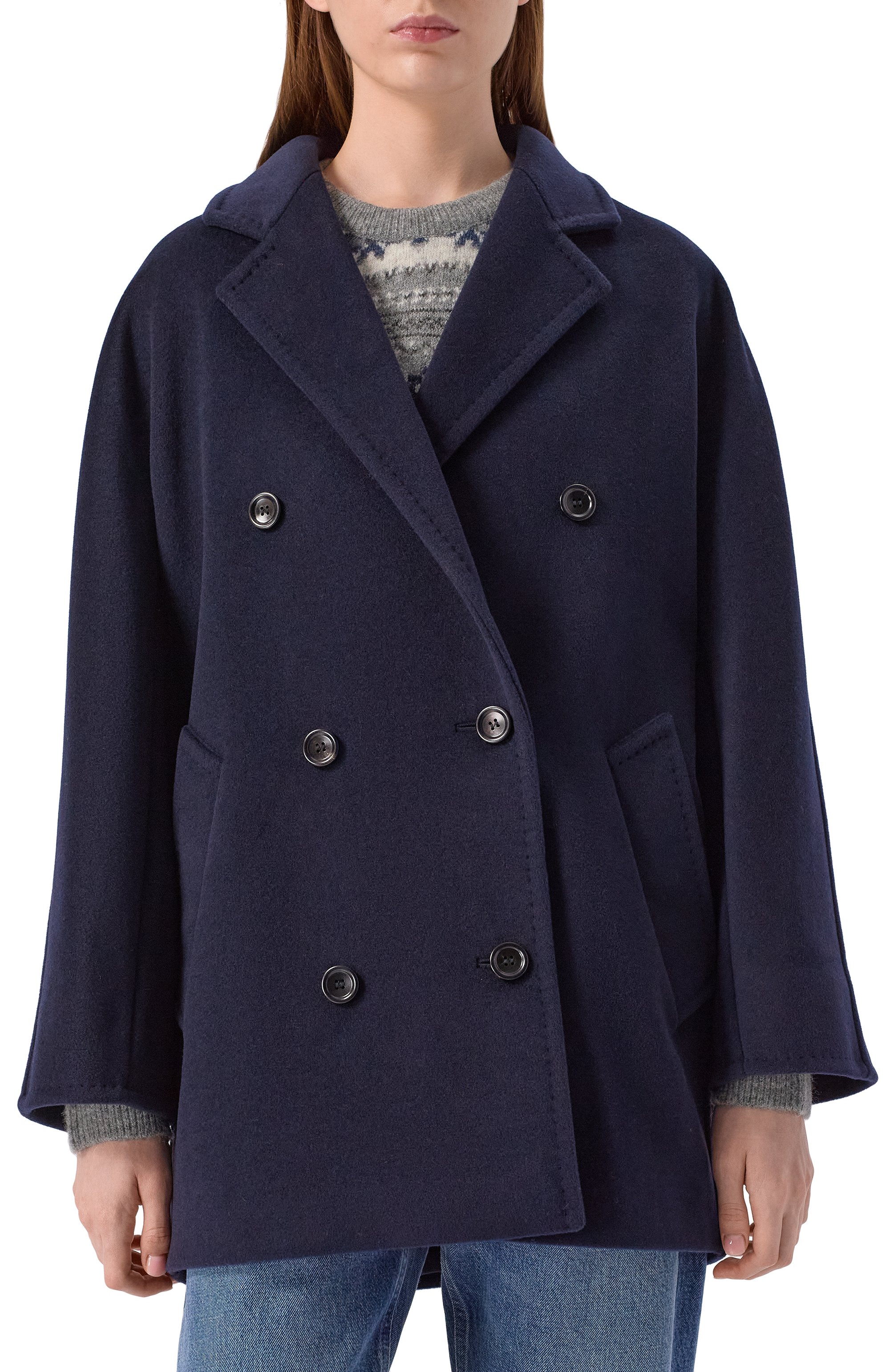 Пальто из шерсти и кашемира MAX MARA синего цвета по цене 237500 руб., арт. REBUS, фото 3 Пальто из шерсти и кашемира MAX MARA, арт. REBUS, фото 3