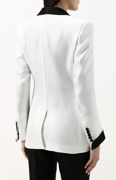 Однотонный приталенный жакет TOM FORD белого цвета по цене 317500 руб., арт. 118GI2480-FAX319, фото 4 Однотонный приталенный жакет TOM FORD, арт. 118GI2480-FAX319, фото 4