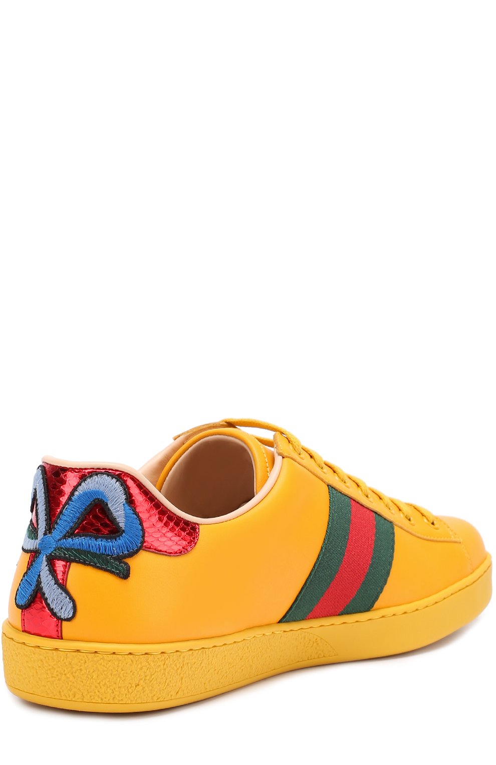 Кожаные кеды ace с контрастной вышивкой GUCCI желтого цвета по цене 49650 руб., арт. 440659/A38G0, фото 3 Кожаные кеды ace с контрастной вышивкой GUCCI, арт. 440659/A38G0, фото 3