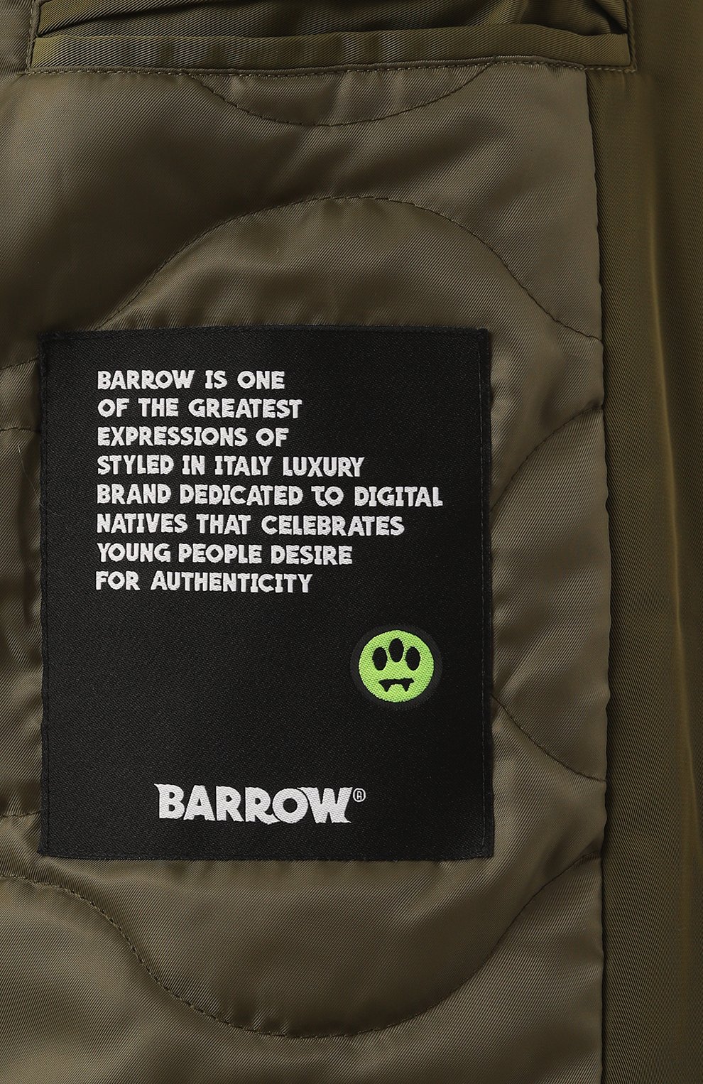 Утепленный бомбер BARROW хаки цвета по цене 43950 руб., арт. F4BWMAJK003, фото 6 Утепленный бомбер BARROW, арт. F4BWMAJK003, фото 6