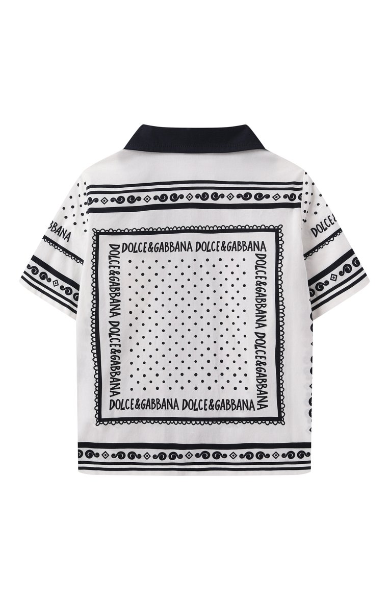 Детский хлопковая рубашка DOLCE & GABBANA черно-белого цвета, арт. L14S37/FI5KQ | Фото 2 (Материал внешний: Хлопок; Нос: Не проставлено; Кросс-КТ НВ: Рубашка; Автоматизация состава: Проставлено; Ростовка одежда: 9 мес | 74 см, 12 мес | 80 см, 18 мес | 86 см, 24 мес | 92 см)
