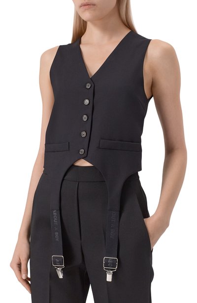 Шерстяной жилет ERIKA CAVALLINI черного цвета по цене 49950 руб., арт. P5WZ21, фото 3 Шерстяной жилет ERIKA CAVALLINI, арт. P5WZ21, фото 3