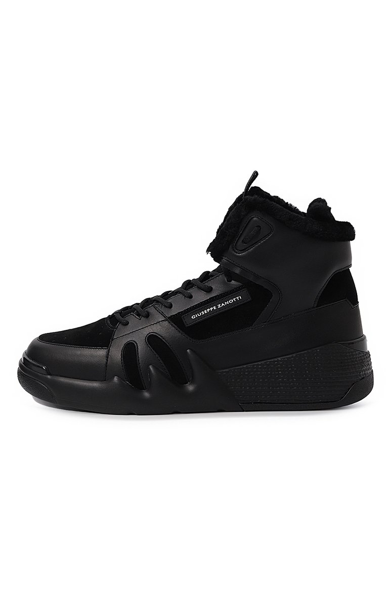 Мужские кожаные кеды talon winter GIUSEPPE ZANOTTI DESIGN черного цвета, арт. RU20069 | Фото 4 (Подошва: Массивная; Материал утеплителя: Натуральный мех; Стили: Классический; Материал внешний: Натуральная кожа; Кросс-КТ: Высокие)