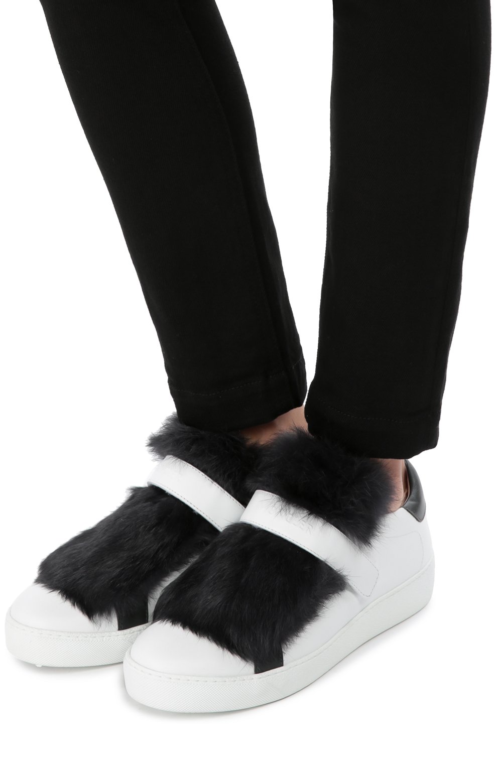 Кожаные кеды с меховой отделкой MONCLER, арт. B2-09A-20160-00-07475, фото 2