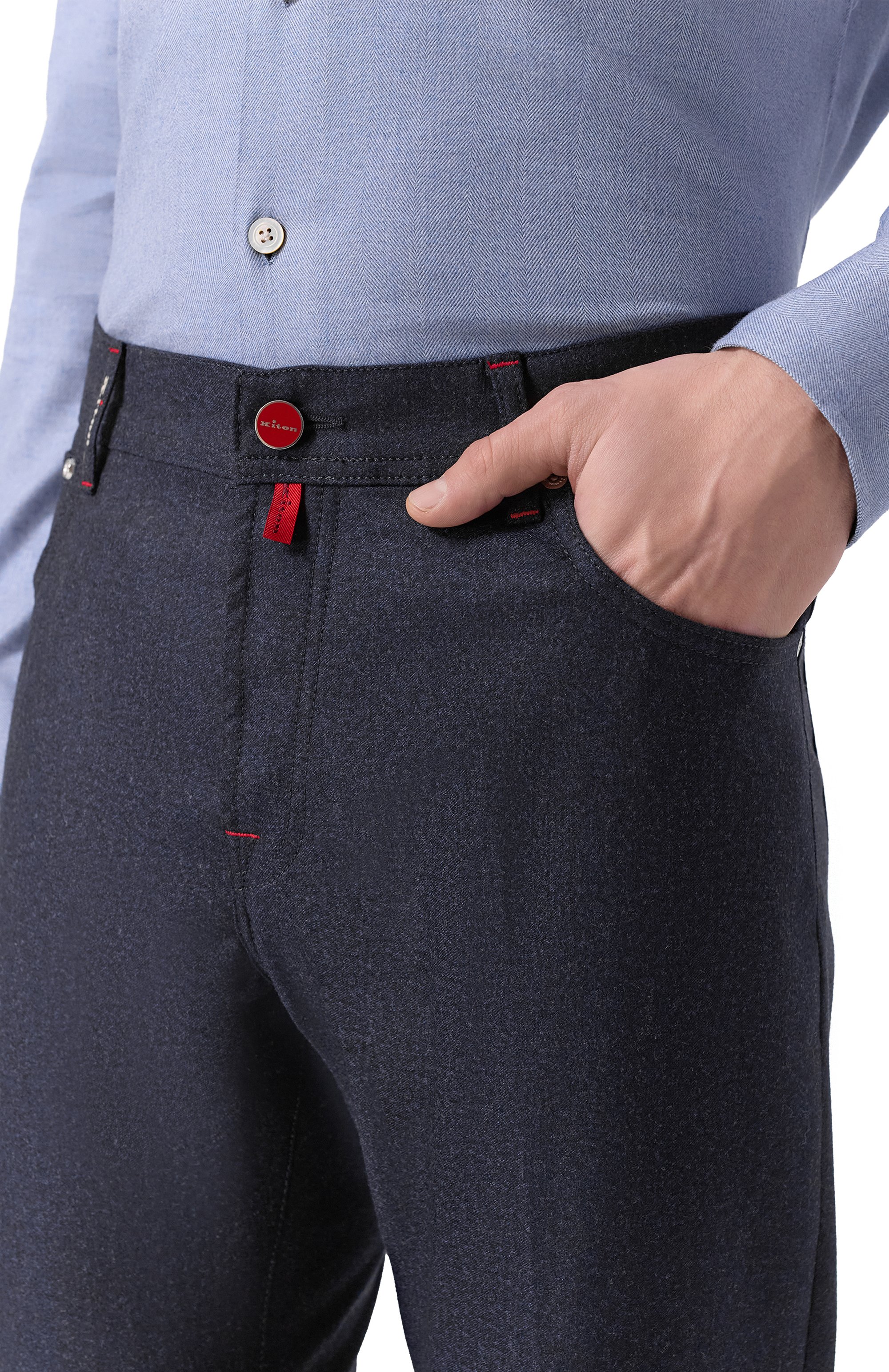 Шерстяные брюки KITON темно-синего цвета по цене 212000 руб., арт. UPNJSK0171H01, фото 5 Шерстяные брюки KITON, арт. UPNJSK0171H01, фото 5