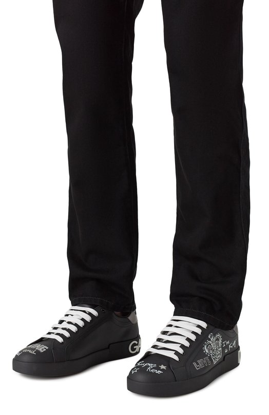 Кожаные кеды Portofino Dolce & Gabbana CS1760/AZ268 Чёрный  CS1760/AZ268 Фото 3