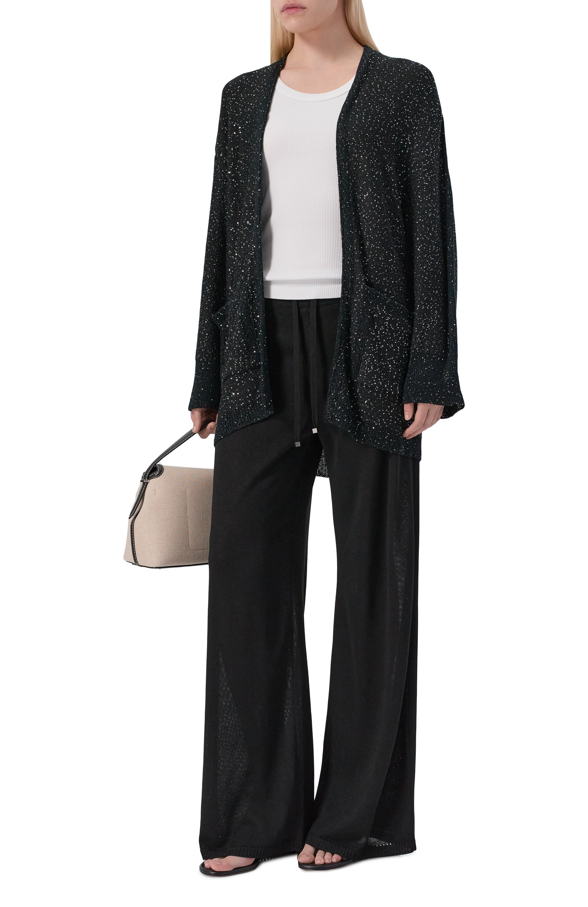 Кардиган с отделкой пайетками FREEAGE черного цвета по цене 38060 руб., арт. S26.CR109P.1889.900, фото 2 Кардиган с отделкой пайетками FREEAGE, арт. S26.CR109P.1889.900, фото 2