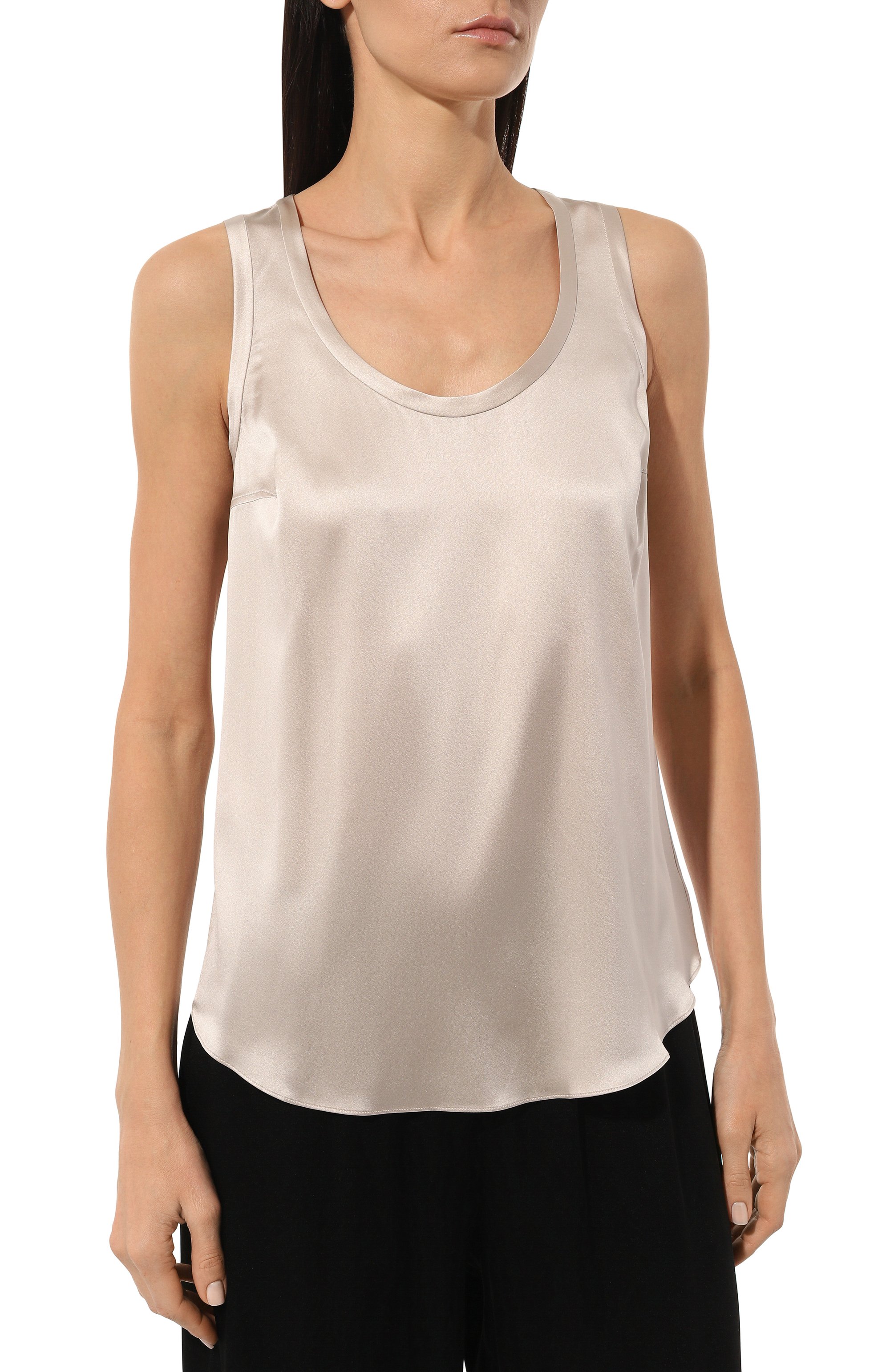 Шелковый топ BRUNELLO CUCINELLI бежевого цвета по цене 59950 руб., арт. M0C59E0600, фото 3 Шелковый топ BRUNELLO CUCINELLI, арт. M0C59E0600, фото 3