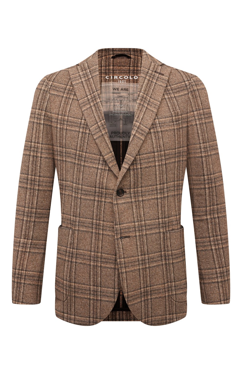 Хлопковый пиджак CIRCOLO 1901 коричневого цвета по цене 58050 руб., арт. CN4559, фото 1 Хлопковый пиджак CIRCOLO 1901, арт. CN4559, фото 1