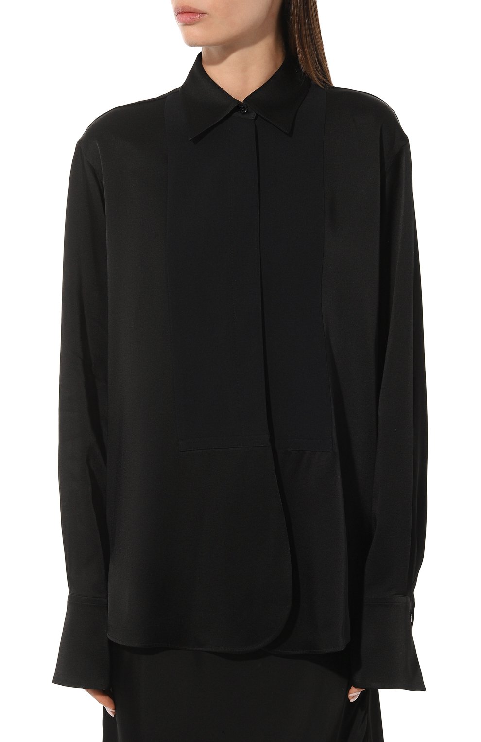 Атласная рубашка JIL SANDER черного цвета по цене 94150 руб., арт. J02DL0146/JTN214, фото 3 Атласная рубашка JIL SANDER, арт. J02DL0146/JTN214, фото 3