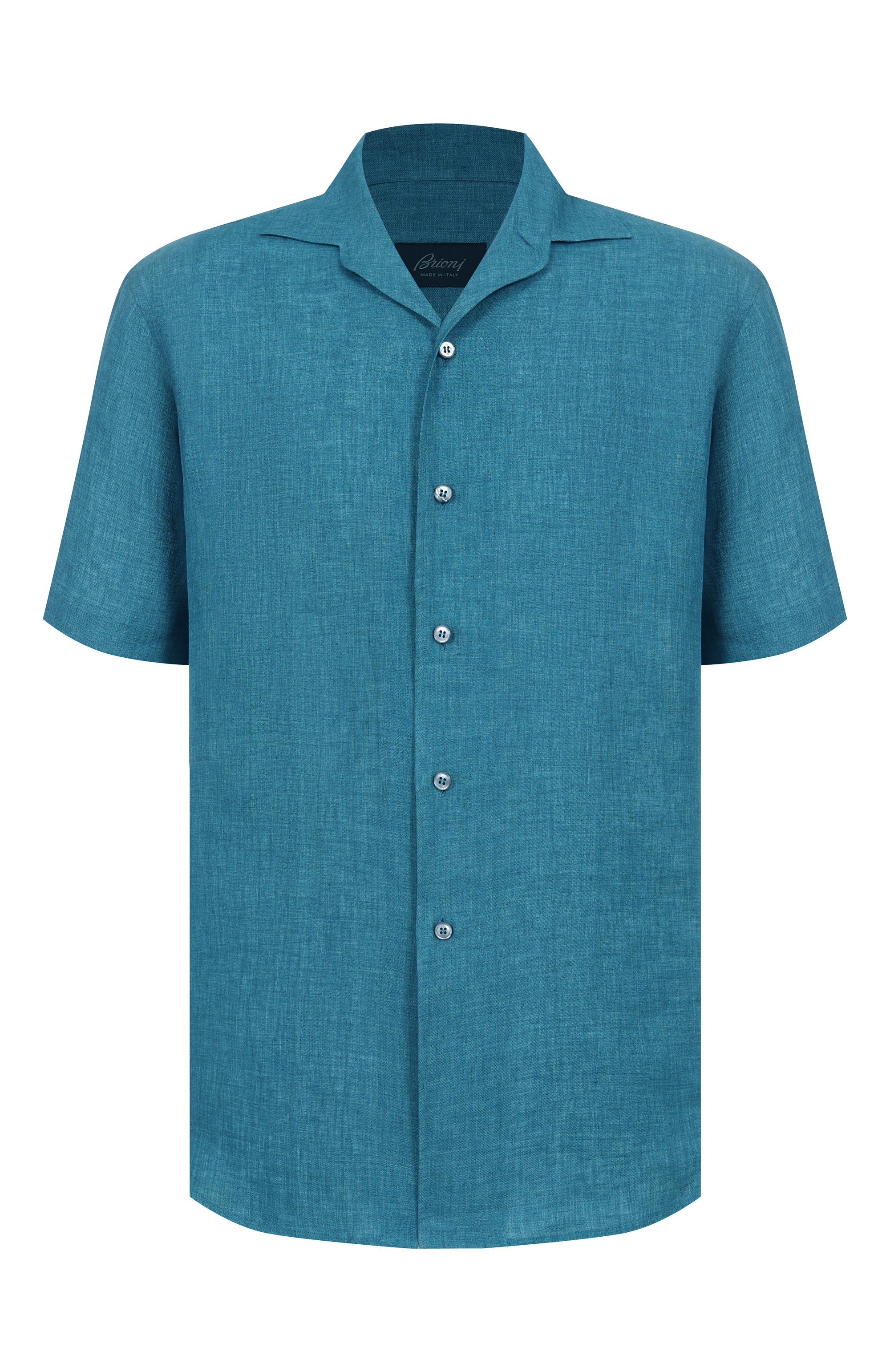 Льняная рубашка BRIONI бирюзового цвета по цене 69850 руб., арт. SCFH0L-P9111, фото 1 Льняная рубашка BRIONI, арт. SCFH0L-P9111, фото 1