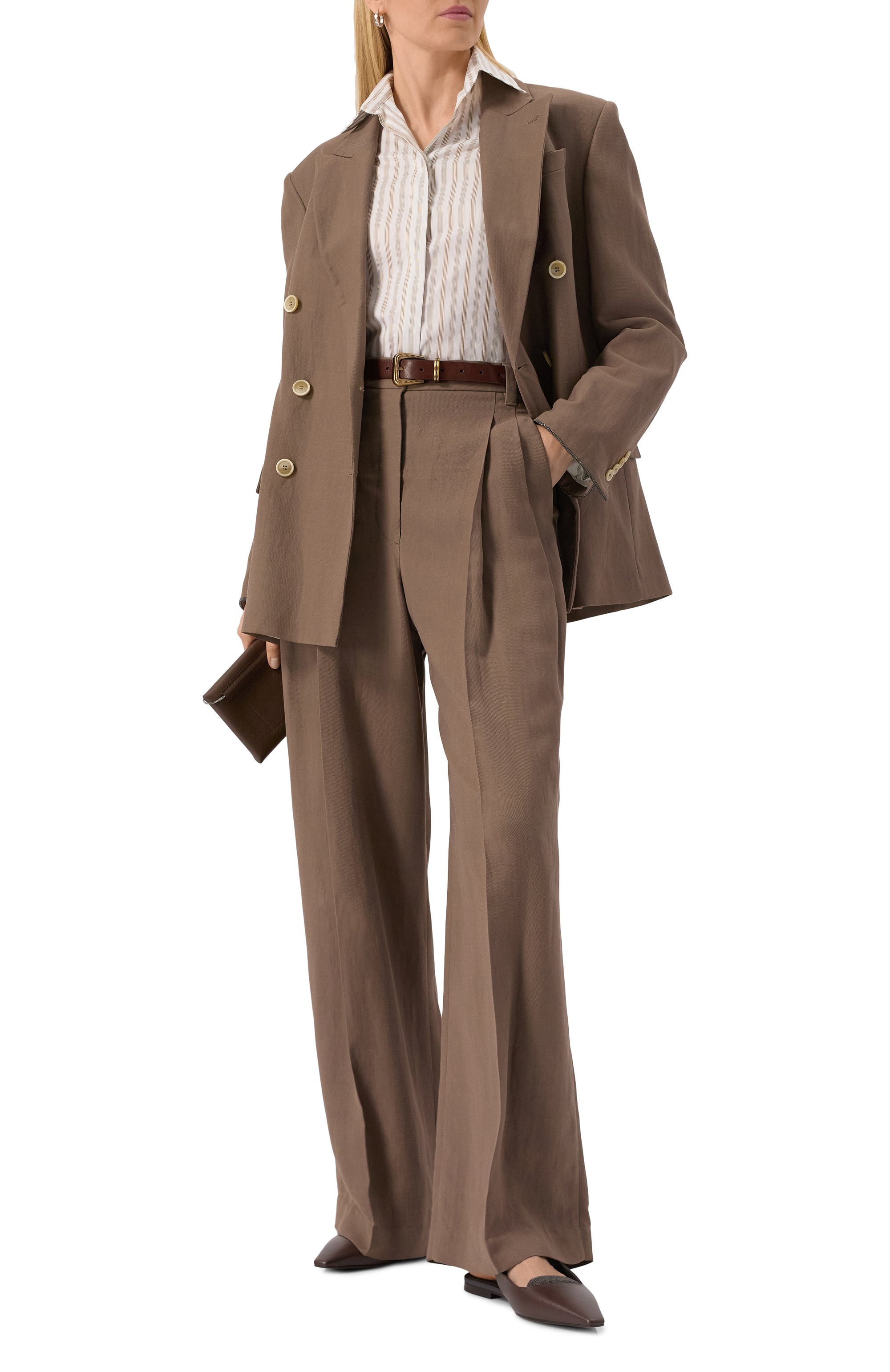 Брюки из вискозы и льна BRUNELLO CUCINELLI, арт. MH126P8669, фото 2