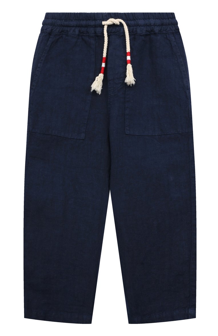 Детские льняные брюки MC2 SAINT BARTH темно-синего цвета, арт. STBK/CALAIS JR/00194D | Фото 1 (Случай: Повседневный; Материал сплава: Проставлено; Нос: Не проставлено; Материал внешний: Лен)