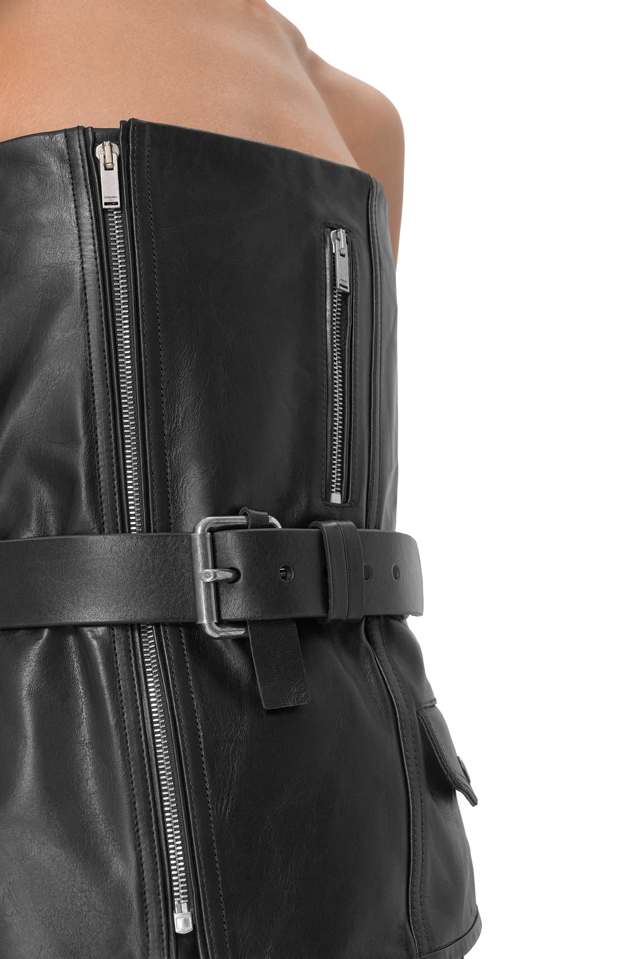 Кожаный топ-бюстье SAINT LAURENT черного цвета по цене 726500 руб., арт. 865242/YCVD2, фото 5 Кожаный топ-бюстье SAINT LAURENT, арт. 865242/YCVD2, фото 5