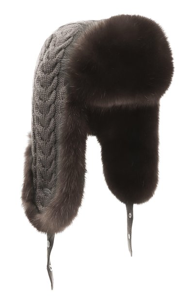 Женская меховая шапка-ушанка из соболя BLACK SABLE, арт. BS-FHK-EB