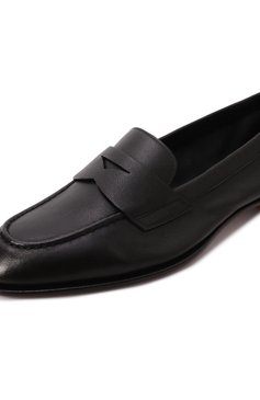 Женские кожаные пенни-лоферы SANTONI черного цвета, арт. WUSG59962HAFSLGA | Фото 7 (Каблук высота: Низкий; Подошва: Плоская; Драгоценные камни: Проставлено; Материал внутренний: Натуральная кожа; Материал внешний: Натуральная кожа; Материал сплава: Проставлено)