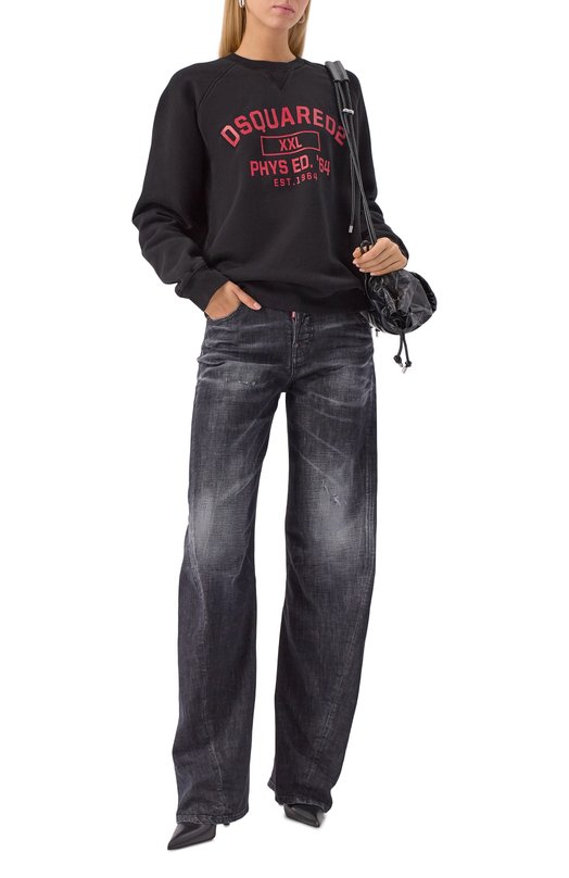 Хлопковый свитшот Dsquared2 S72GU0517/S25030 Чёрный  S72GU0517/S25030 Фото 2
