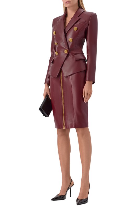 Кожаный жакет Balmain FF0SG187/LC62 Бордовый  FF0SG187/LC62 Фото 2