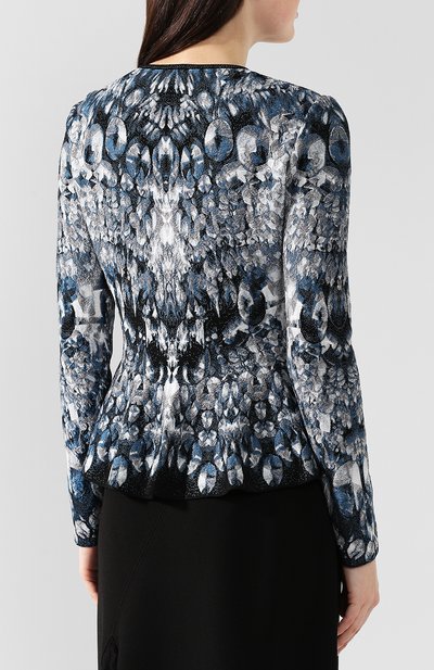 Кардиган из смеси шелка и вискозы ALEXANDER MCQUEEN синего цвета по цене 227500 руб., арт. 585246/Q1AG2, фото 4 Кардиган из смеси шелка и вискозы ALEXANDER MCQUEEN, арт. 585246/Q1AG2, фото 4