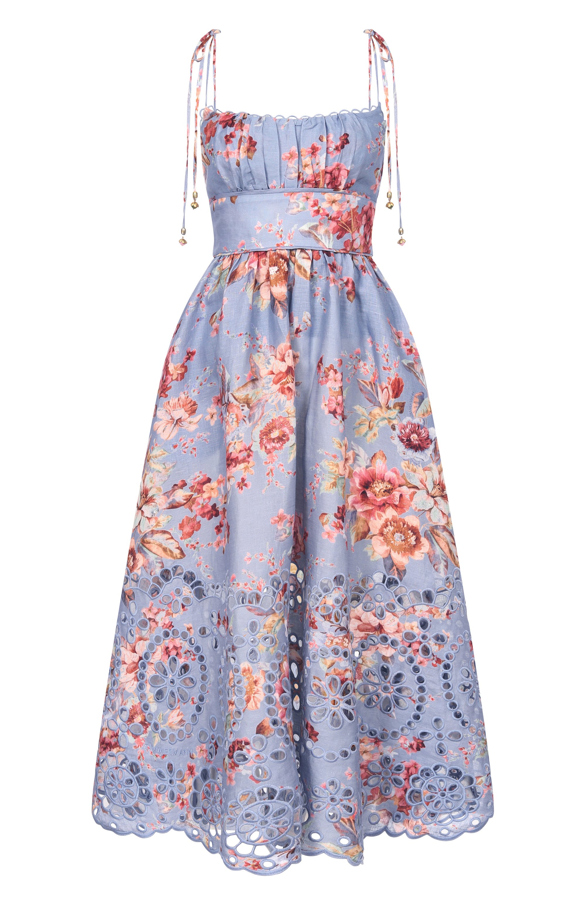 Льняной сарафан ZIMMERMANN голубого цвета по цене 222000 руб., арт. 5826DRS261, фото 1 Льняной сарафан ZIMMERMANN, арт. 5826DRS261, фото 1