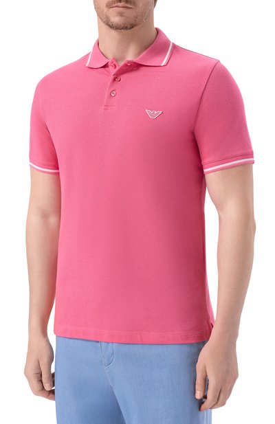 Хлопковое поло EMPORIO ARMANI розового цвета по цене 13400 руб., арт. EM001380/AF20424, фото 3 Хлопковое поло EMPORIO ARMANI, арт. EM001380/AF20424, фото 3