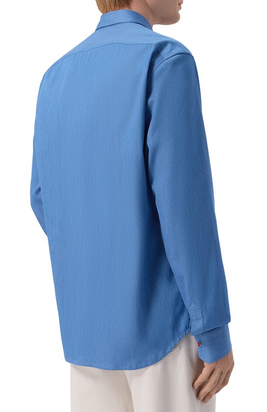 Хлопковая рубашка Kiton UMCBUBAH09696 Голубой  UMCBUBAH09696 Фото 4