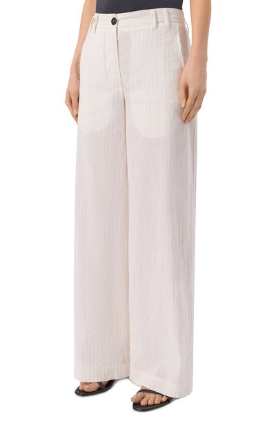 Брюки изо льна и хлопка ISABEL BENENATO белого цвета по цене 77900 руб., арт. DW03S26, фото 3 Брюки изо льна и хлопка ISABEL BENENATO, арт. DW03S26, фото 3