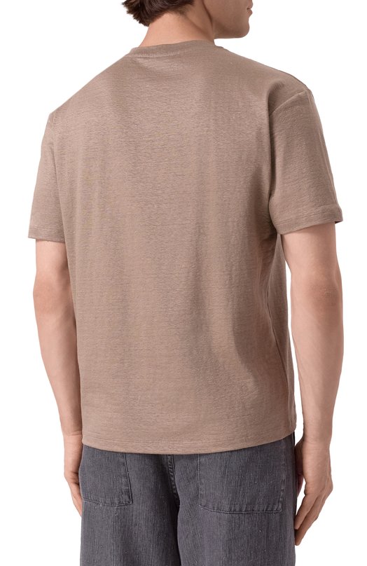 Льняная футболка Giorgio Armani GM001099/TE13875 Коричневый  GM001099/TE13875 Фото 4