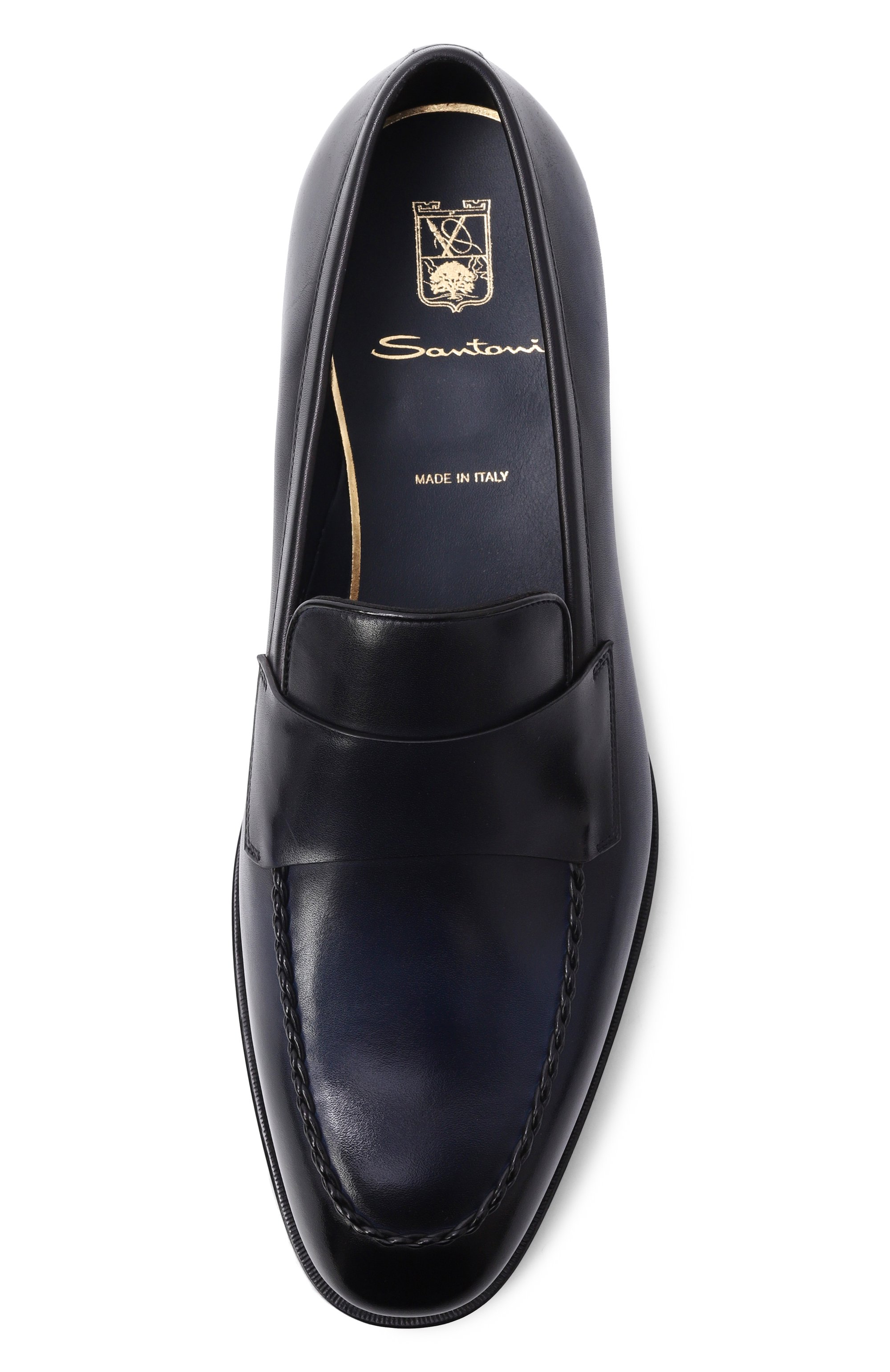 Кожаные лоферы arco SANTONI темно-синего цвета по цене 233000 руб., арт. MLAG19204DD3HWVE, фото 6 Кожаные лоферы arco SANTONI, арт. MLAG19204DD3HWVE, фото 6