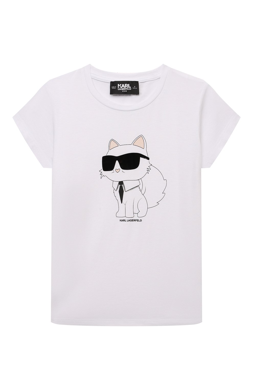 Хлопковая футболка KARL LAGERFELD KIDS белого цвета по цене 7270 руб., арт. Z30211, фото 1 Хлопковая футболка KARL LAGERFELD KIDS, арт. Z30211, фото 1