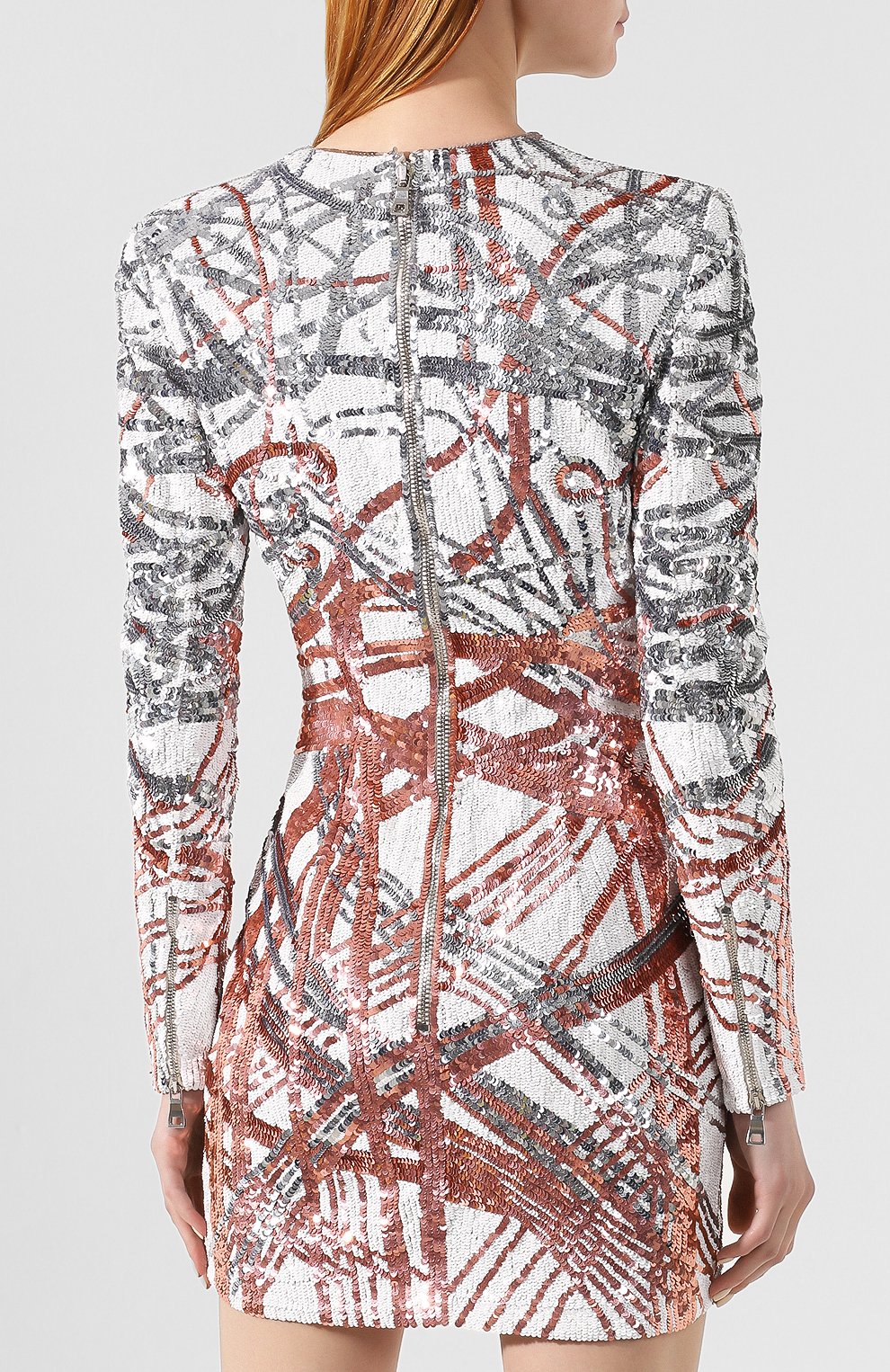 Платье с пайетками BALMAIN светло-розового цвета по цене 717500 руб., арт. RF06352/P008, фото 4 Платье с пайетками BALMAIN, арт. RF06352/P008, фото 4