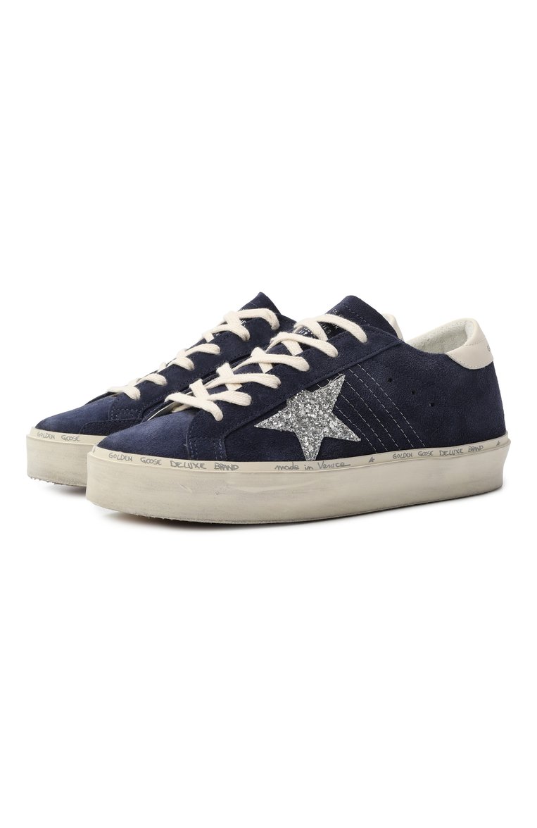 Женские замшевые кеды hi star GOLDEN GOOSE DELUXE BRAND синего цвета, арт. GWF00118.F006510 | Фото 1 (Подошва: Платформа; Материал внутренний: Текстиль; Материал внешний: Натуральная кожа, Замша; Кросс-КТ: Низкие; Материал утеплителя: Без утеплителя; Стили: Кэжуэл)