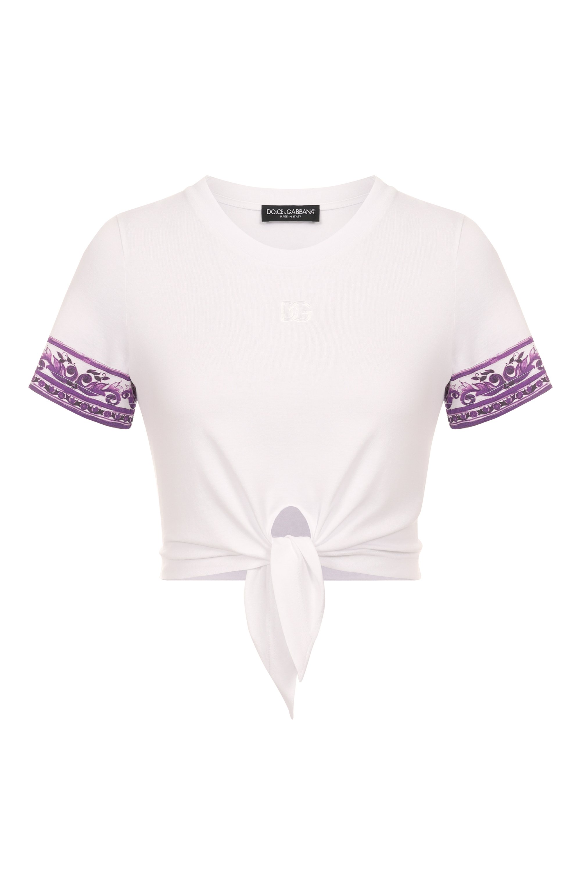 Хлопковая футболка DOLCE & GABBANA белого цвета по цене 75550 руб., арт. F8V54Z/II7IG, фото 1 Хлопковая футболка DOLCE & GABBANA, арт. F8V54Z/II7IG, фото 1