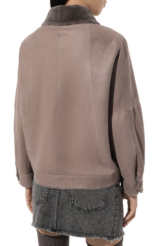 Дубленка из овчины manzoni24 24M1298-S24/ Бежевый  24M1298-S24/ Фото 4