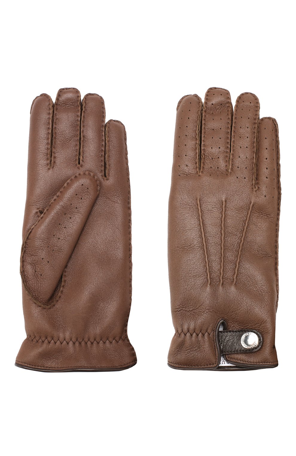 Кожаные перчатки BRUNELLO CUCINELLI темно-коричневого цвета по цене 78900 руб., арт. MPMGN3608, фото 2 Кожаные перчатки BRUNELLO CUCINELLI, арт. MPMGN3608, фото 2