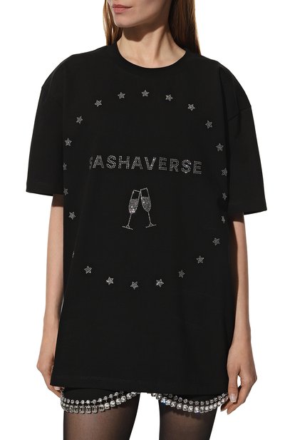 Хлопковая футболка SASHAVERSE черного цвета по цене 14850 руб., арт. TS003/NY/Co/900, фото 3 Хлопковая футболка SASHAVERSE, арт. TS003/NY/Co/900, фото 3