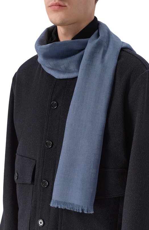 Шарф из шерсти и кашемира Brioni 03HA00/PDA65 Синий  03HA00/PDA65 Фото 2