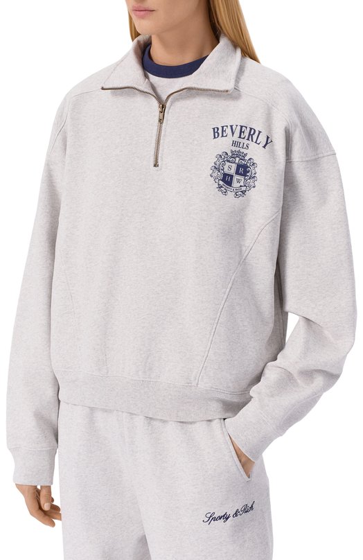 Хлопковый свитшот Sporty and Rich ST08164256GY03 Серый  ST08164256GY03 Фото 3