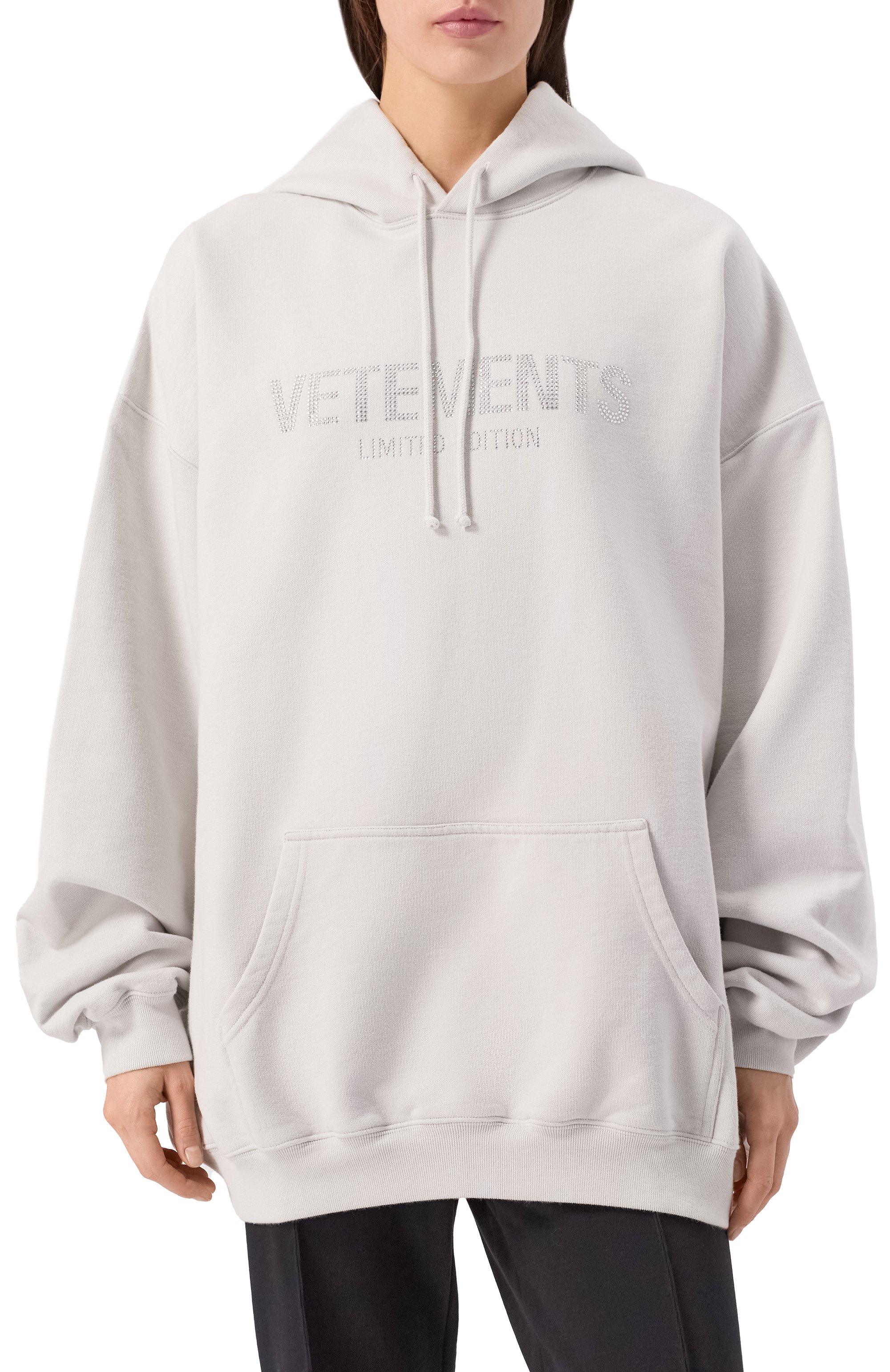 Хлопковое худи VETEMENTS светло-серого цвета по цене 109500 руб., арт. UE54HD240W/1302 M0LLET0N, фото 3 Хлопковое худи VETEMENTS, арт. UE54HD240W/1302 M0LLET0N, фото 3