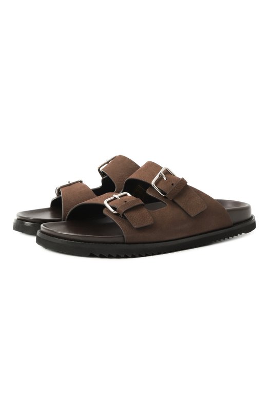 Шлепанцы из нубука Corneliani 25TM86-2520920 Коричневый 25TM86-2520920