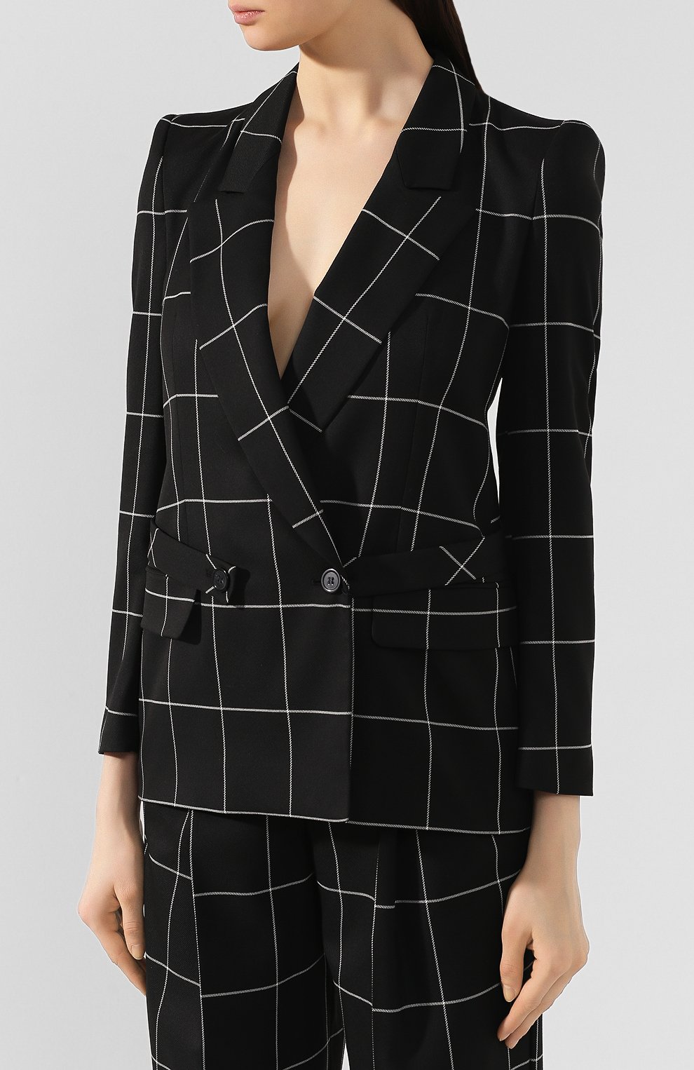 Двубортный жакет EMPORIO ARMANI черно-белого цвета по цене 89450 руб., арт. 5NG22T/52103, фото 3 Двубортный жакет EMPORIO ARMANI, арт. 5NG22T/52103, фото 3