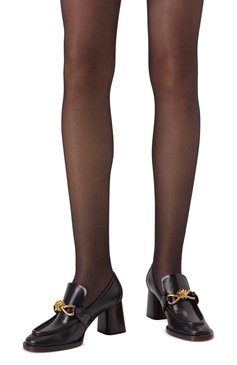 Женские кожаные туфли astaire BOTTEGA VENETA черного цвета, арт. 806793 V4R30 | Фото 3 (Драгоценные камни: Проставлено; Каблук высота: Средний; Материал сплава: Проставлено; Подошва: Плоская; Материал внешний: Натуральная кожа; Каблук тип: Устойчивый)