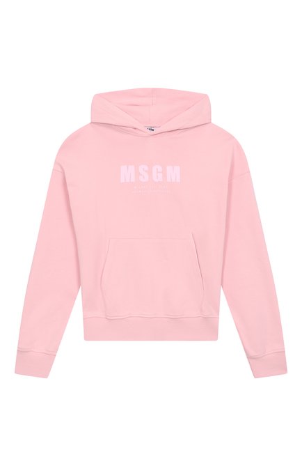 Детский хлопковое худи MSGM KIDS светло-розового цвета, арт. S5MSJUHS166 | Фото 1 (Драгоценные камни: Проставлено; Материал внешний: Хлопок; Рукава: Длинные; Материал сплава: Проставлено)