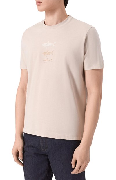 Хлопковая футболка PAUL&SHARK светло-бежевого цвета по цене 31600 руб., арт. 26411048, фото 3 Хлопковая футболка PAUL&SHARK, арт. 26411048, фото 3