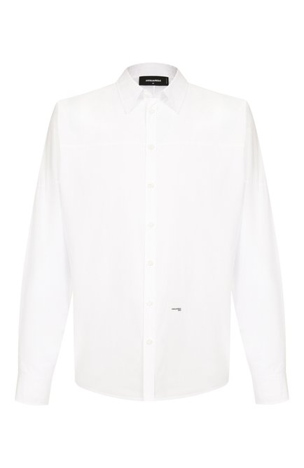 Мужская хлопковая рубашка DSQUARED2 белого цвета, арт. S71DM0776/D35222 | Фото 1 (Рукава: Длинные; Длина (для топов): Стандартные; Драгоценные камни: Проставлено; Материал внешний: Хлопок; Материал спла�ва: Проставлено)