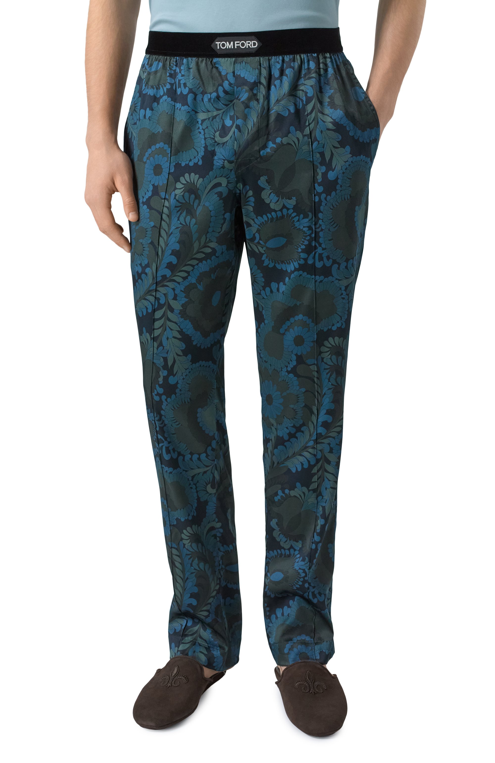 Шелковые домашние брюки TOM FORD темно-синего цвета по цене 130500 руб., арт. T4H20164, фото 3 Шелковые домашние брюки TOM FORD, арт. T4H20164, фото 3