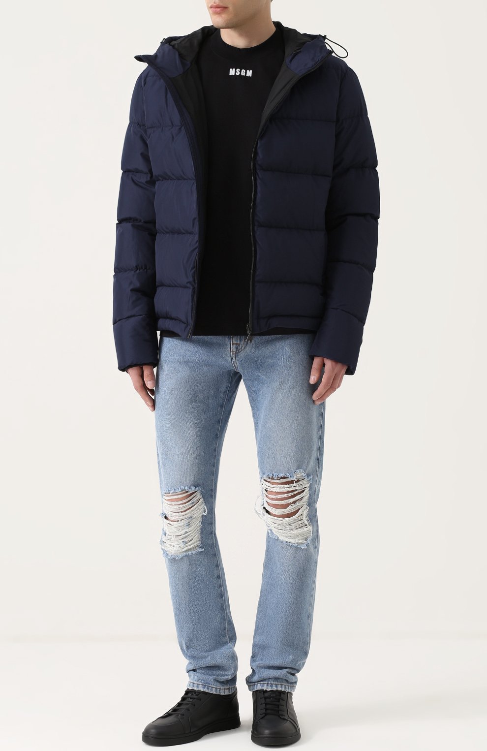 Стеганый пуховик на молнии с капюшоном MSGM, арт. 2340MH05 174702, фото 2