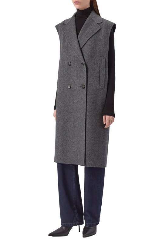 Шерстяное пальто Weekend Max Mara SABADEL Серый  SABADEL Фото 6