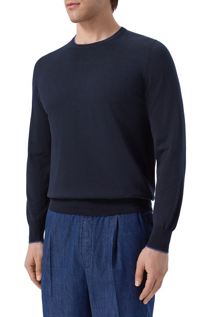 Джемпер из шелка и хлопка GRAN SASSO темно-синего цвета по цене 38650 руб., арт. 43167/16290, фото 3 Джемпер из шелка и хлопка GRAN SASSO, арт. 43167/16290, фото 3