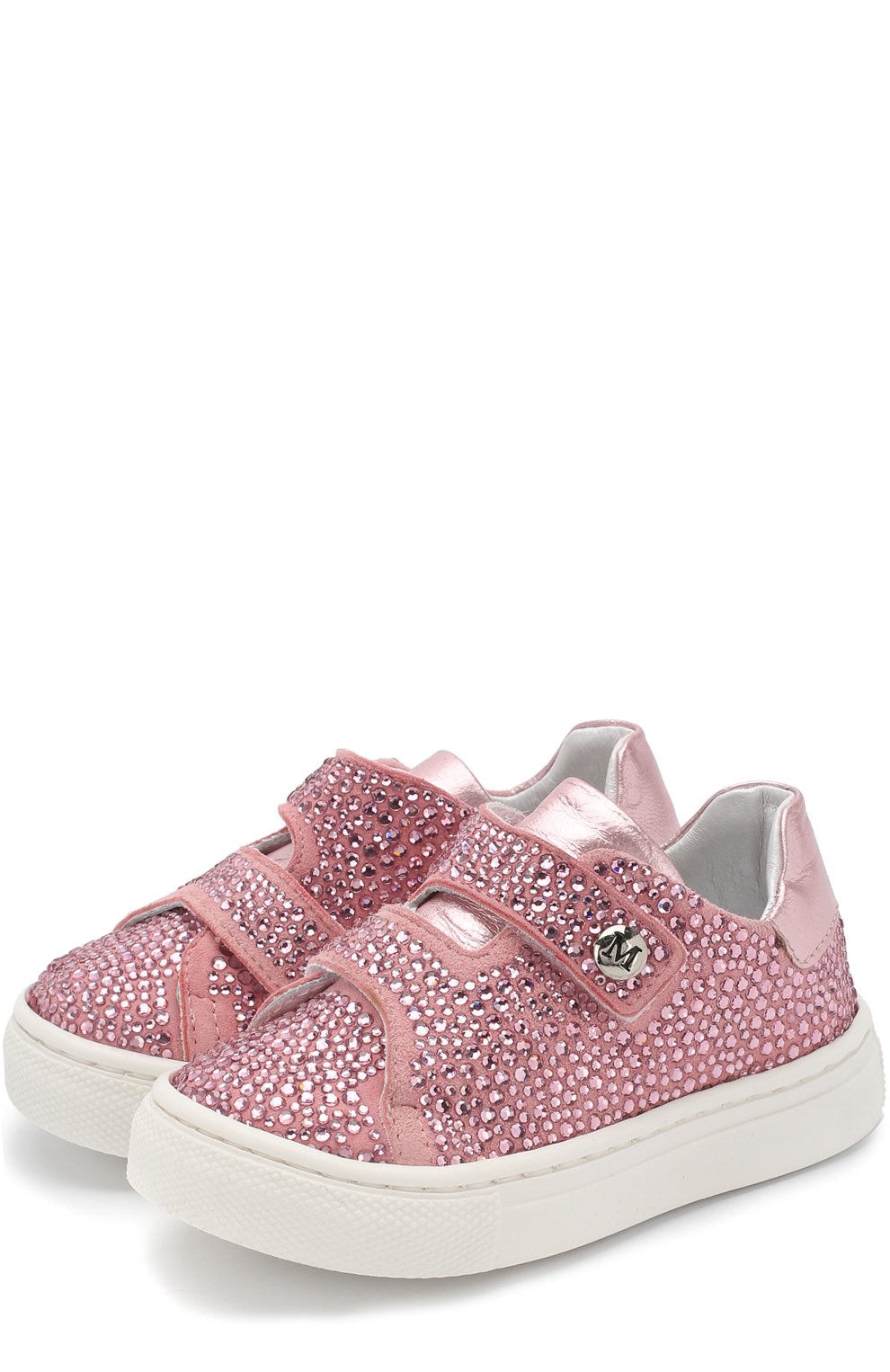 Замшевые кеды с застежками велькро и стразами MISSOURI розового цвета по цене 26050 руб., арт. 4520 A/27-30, фото 1 Замшевые кеды с застежками велькро и стразами MISSOURI, арт. 4520 A/27-30, фото 1